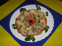 деруны со курятиной и грибами